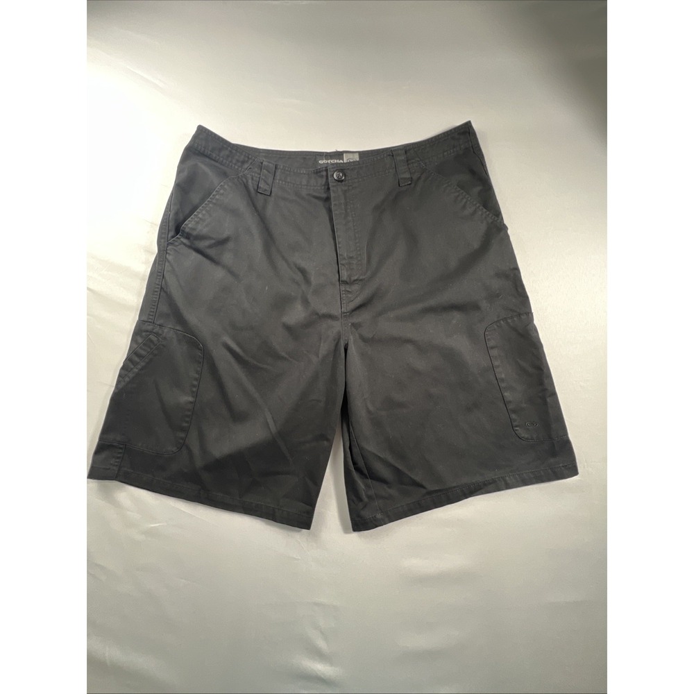 Gotcha Cargo Shorts Men's 38 Waist Black Chino 11 inch Inseam Vintage